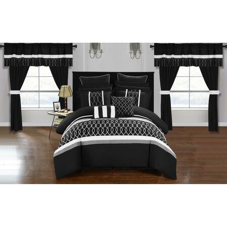 CHIC HOME Dinah Comforter Set - Queen Size, Black - 24 Piece, 24PK CS2886-US
